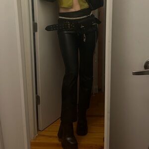 Zara Black Faux Leather Bootcut Pants (belts not included)